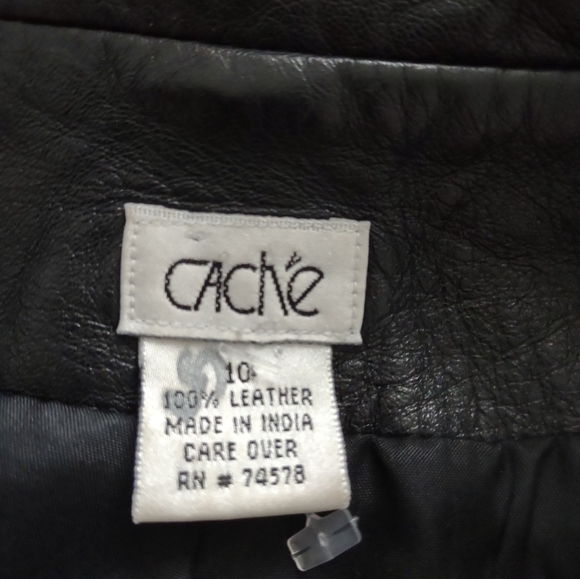 Cache black leather jacket one button blazer - Picture 2 of 12